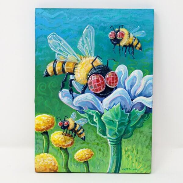 Bees Pollinating Some Flowers, 5"x7" - Image 13