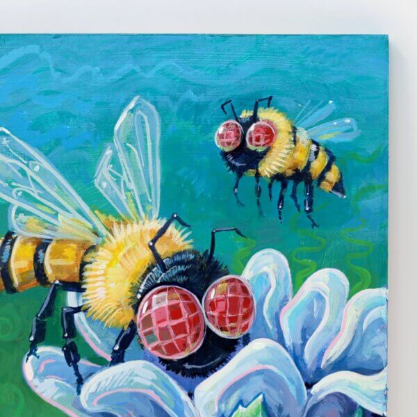 Bees Pollinating Some Flowers, 5"x7" - Image 3