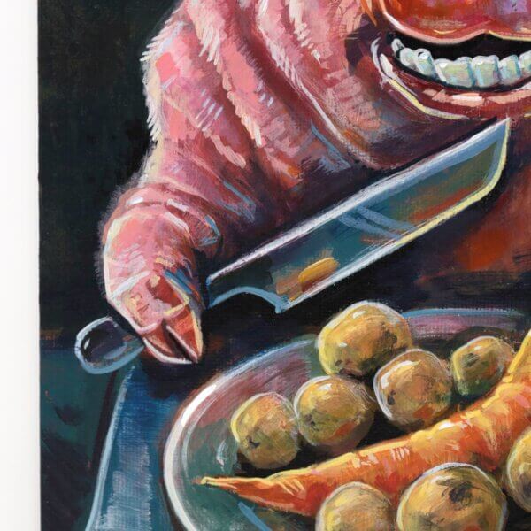 Pig Having Dinner Painting By Matt Godwin