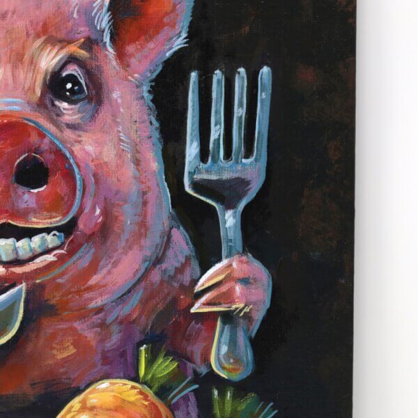 Pig Having Dinner Painting By Matt Godwin