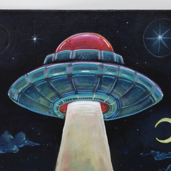 UFO Abducting A Cow Painting By Matt Godwin