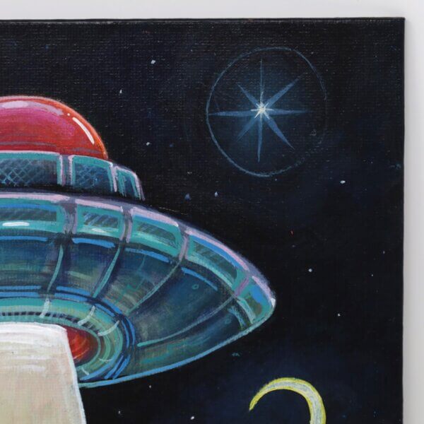 UFO Abducting A Cow Painting By Matt Godwin