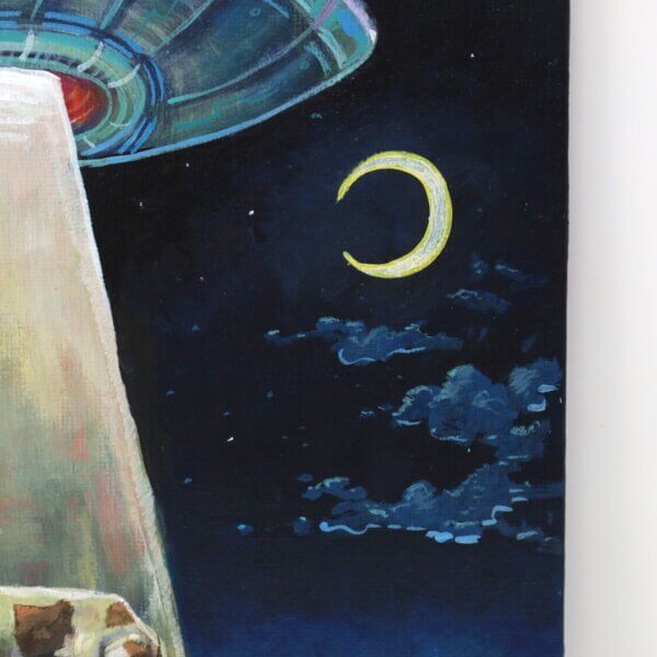 UFO Abducting A Cow Painting By Matt Godwin