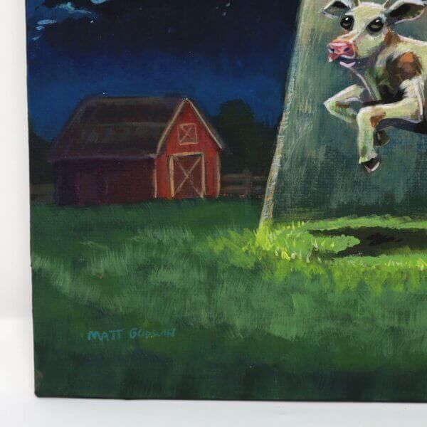 UFO Abducting A Cow Painting By Matt Godwin