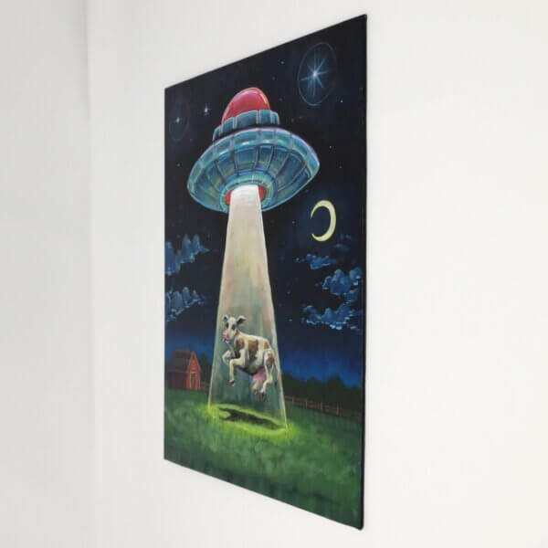 UFO Abducting A Cow Painting By Matt Godwin