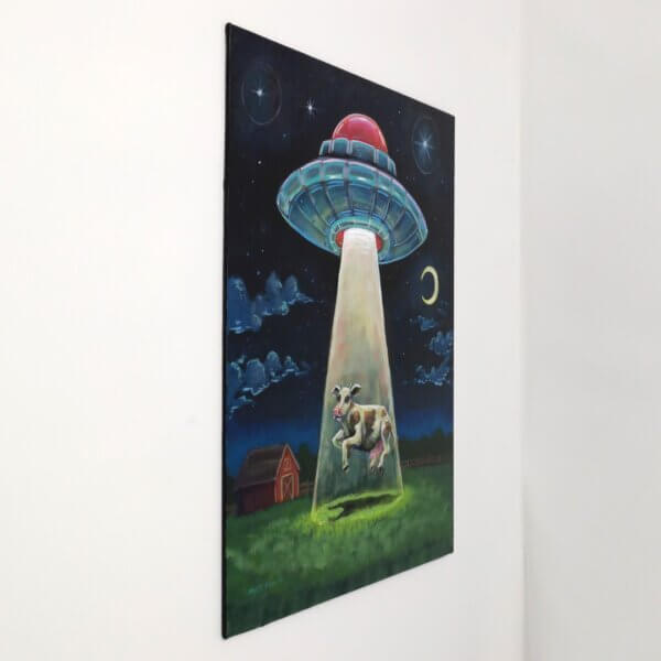 UFO Abducting A Cow Painting By Matt Godwin