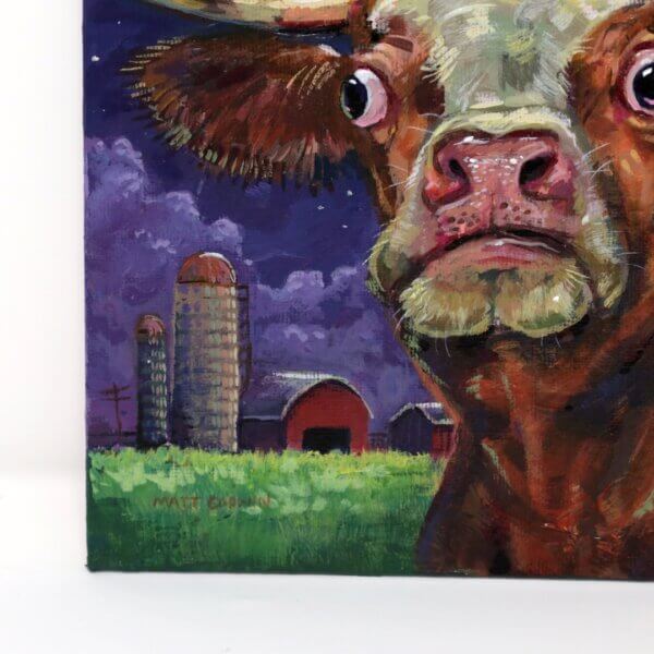 UFO Cow Abduction Painting By Matt Godwin