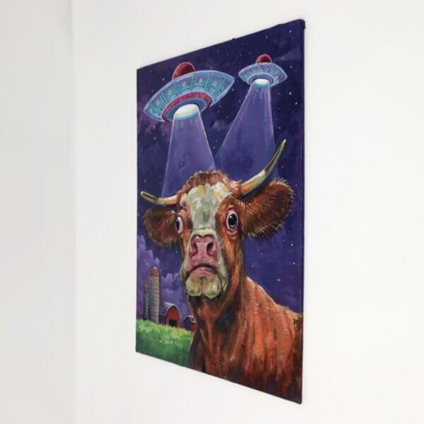 UFO Cow Abduction Painting By Matt Godwin