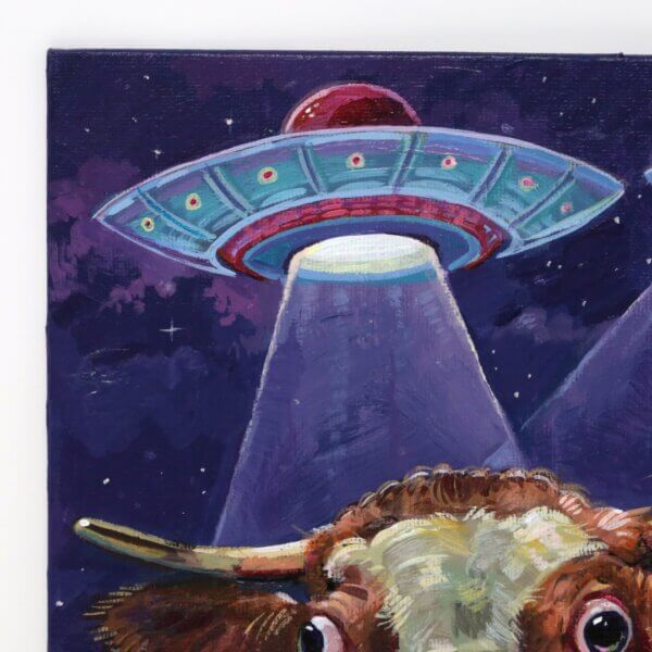 UFO Cow Abduction Painting By Matt Godwin