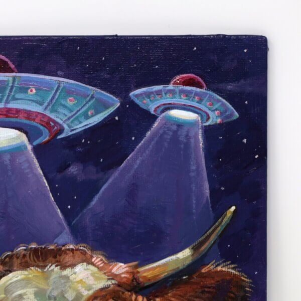 UFO Cow Abduction Painting By Matt Godwin