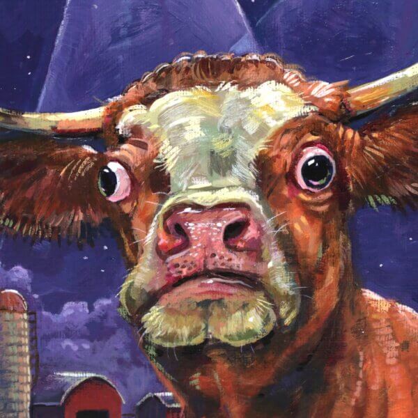 UFO Cow Abduction Painting By Matt Godwin