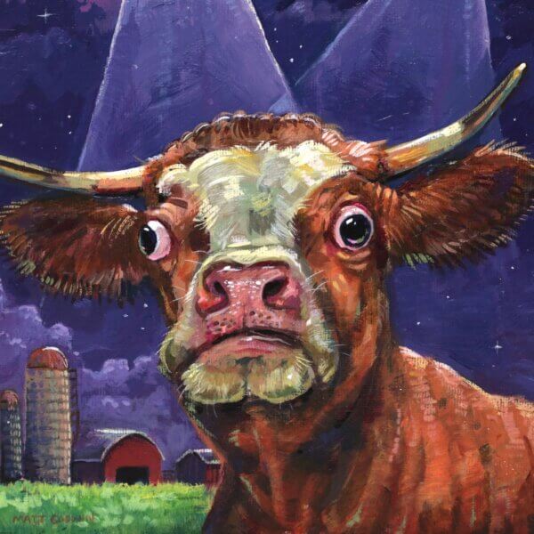 UFO Cow Abduction Painting By Matt Godwin