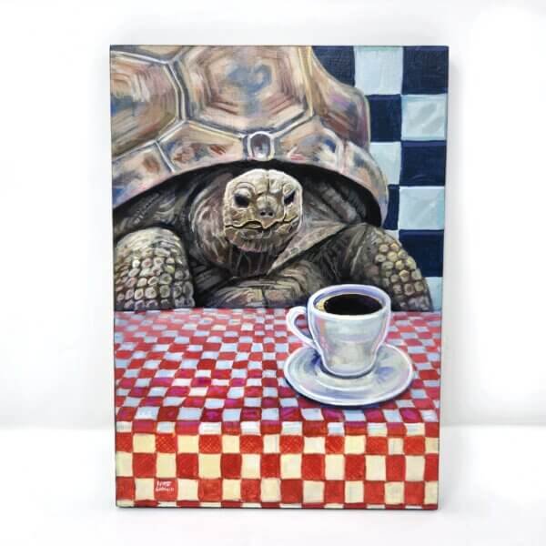 Tortoise Having Coffee 2 Painting By Matt Godwin