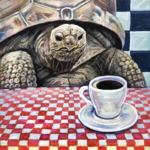 Tortoise Having Coffee 2 Painting By Matt Godwin