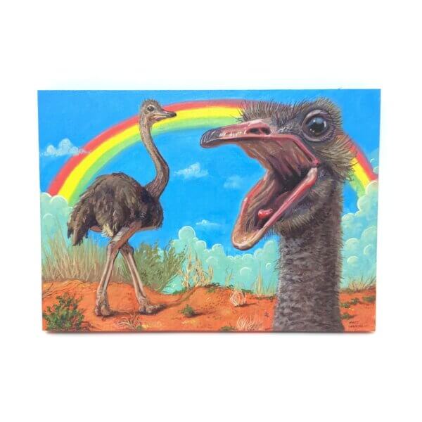 Ostriches Beneath A Rainbow Painting By Matt Godwin