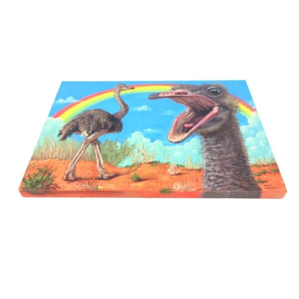 Ostriches Beneath A Rainbow Painting By Matt Godwin