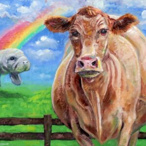 "Assorted Cows" original oil painting on wood by Matt Godwin 7"x5"