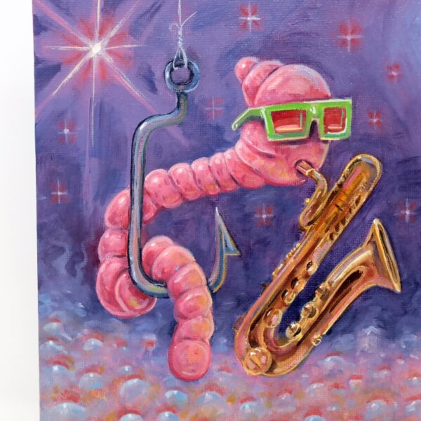 "Bass On Bass" original oil painting on canvas panel by Matt Godwin 9"x12"