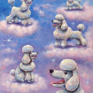 "Poodle Heaven" original oil painting on canvas panel by Matt Godwin 9"x12"