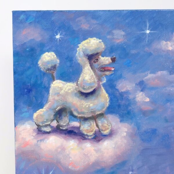 "Poodle Heaven" original oil painting on canvas panel by Matt Godwin 9"x12"