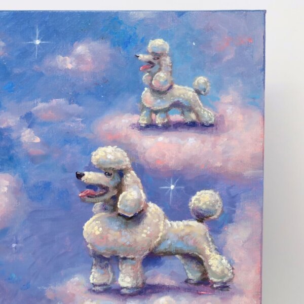 "Poodle Heaven" original oil painting on canvas panel by Matt Godwin 9"x12"
