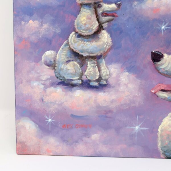 "Poodle Heaven" original oil painting on canvas panel by Matt Godwin 9"x12"
