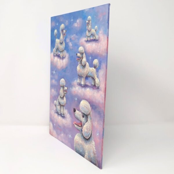"Poodle Heaven" original oil painting on canvas panel by Matt Godwin 9"x12"
