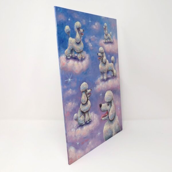 "Poodle Heaven" original oil painting on canvas panel by Matt Godwin 9"x12"