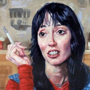 "Shelley Duvall Smoking 4" original oil painting on wood by Matt Godwin 10"x8"