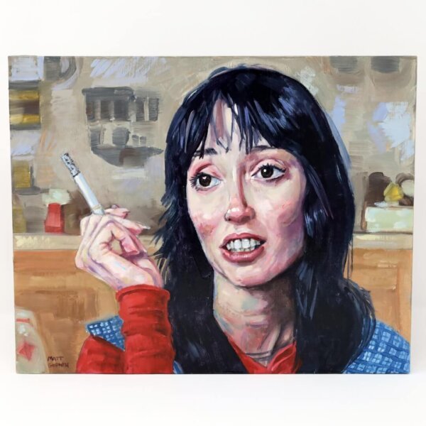 "Shelley Duvall Smoking 4" original oil painting on wood by Matt Godwin 10"x8"