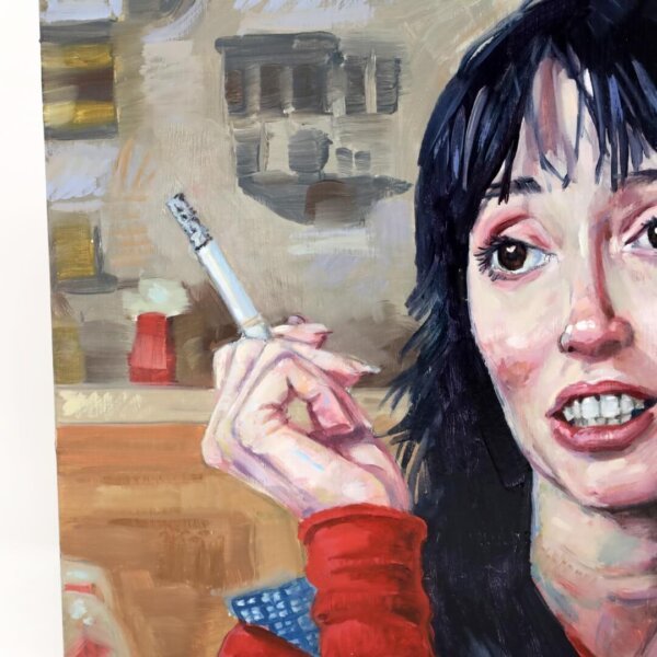 "Shelley Duvall Smoking 4" original oil painting on wood by Matt Godwin 10"x8"