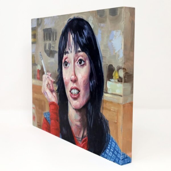 "Shelley Duvall Smoking 4" original oil painting on wood by Matt Godwin 10"x8"