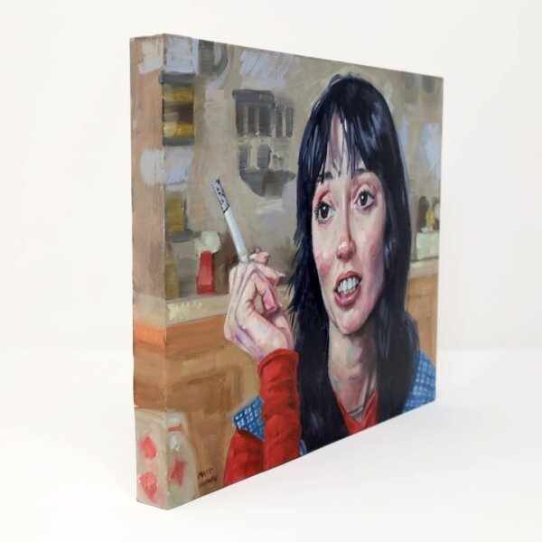 "Shelley Duvall Smoking 4" original oil painting on wood by Matt Godwin 10"x8"