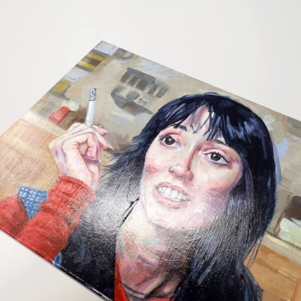 "Shelley Duvall Smoking 4" original oil painting on wood by Matt Godwin 10"x8"