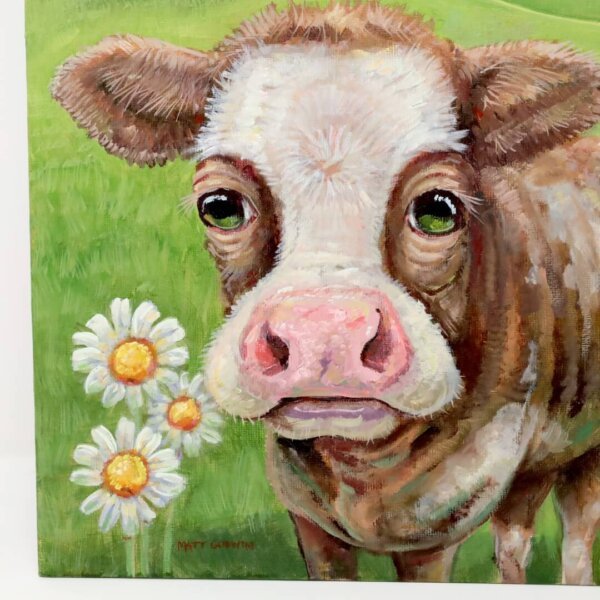 "Three Cows" original oil painting on canvas panel by Matt Godwin 9"x12"