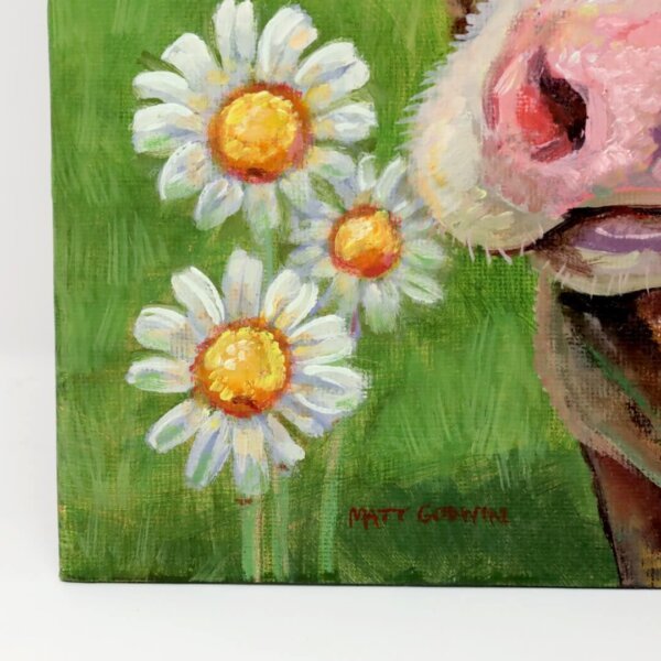"Three Cows" original oil painting on canvas panel by Matt Godwin 9"x12"