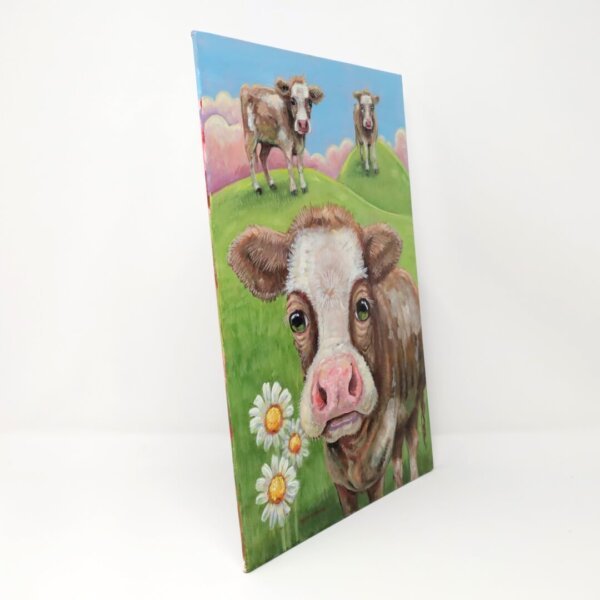 "Three Cows" original oil painting on canvas panel by Matt Godwin 9"x12"