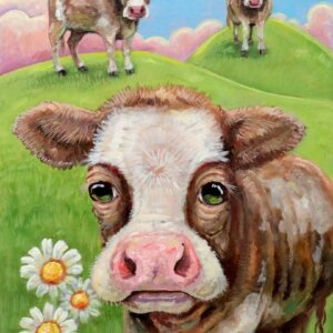 "Three Cows" original oil painting on canvas panel by Matt Godwin 9"x12"