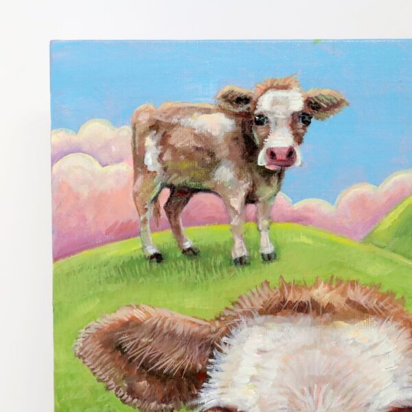 "Three Cows" original oil painting on canvas panel by Matt Godwin 9"x12"