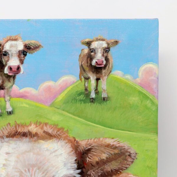 "Three Cows" original oil painting on canvas panel by Matt Godwin 9"x12"