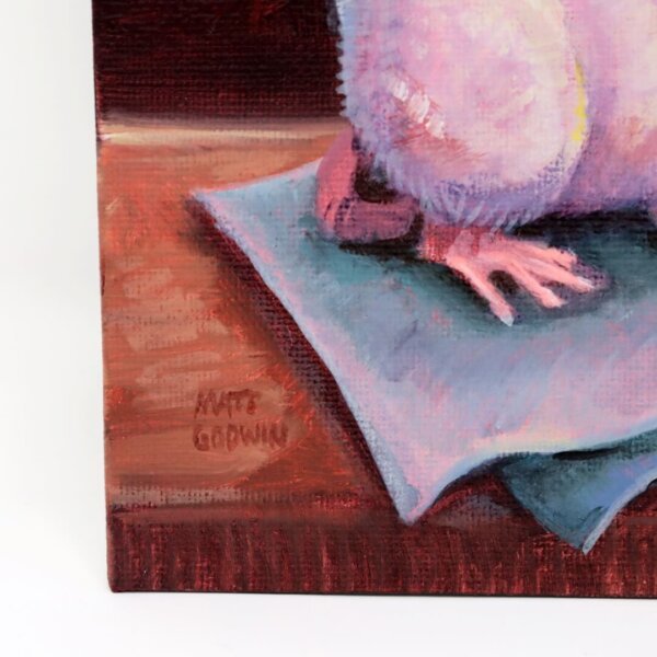 "UFO Mouse Visits Friend" original oil painting on canvas panel by Matt Godwin 12"x9"