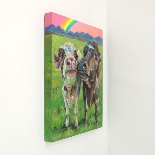 "Erna's Cows" original acrylic painting on wood by Matt Godwin 8"x10"