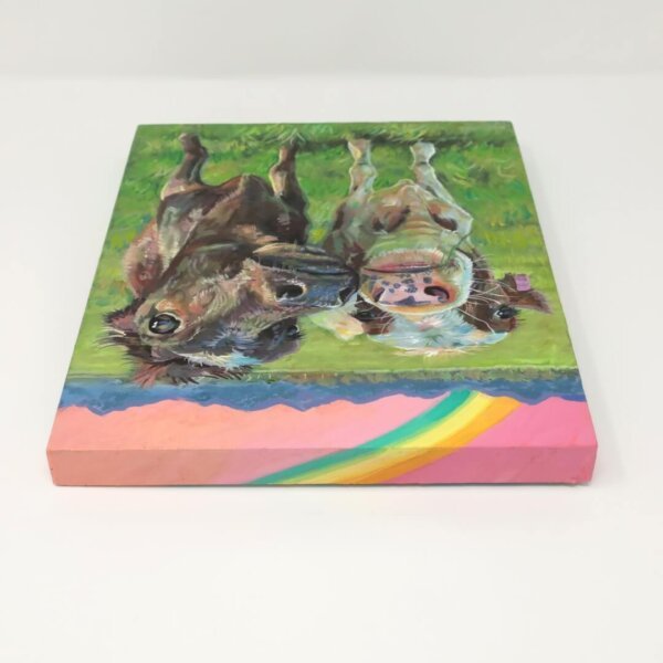 "Erna's Cows" original acrylic painting on wood by Matt Godwin 8"x10"