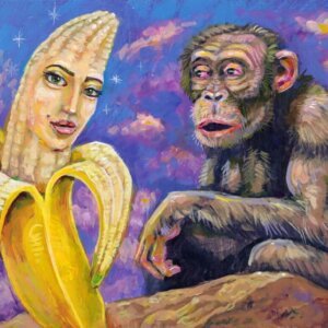 "The Pain Of Longing" original acrylic painting on wood by Matt Godwin 7"x5"