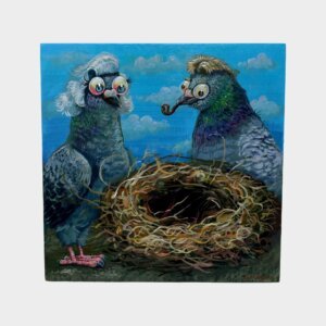 "Empty Nest" original acrylic painting on wood by Matt Godwin 8"x8"