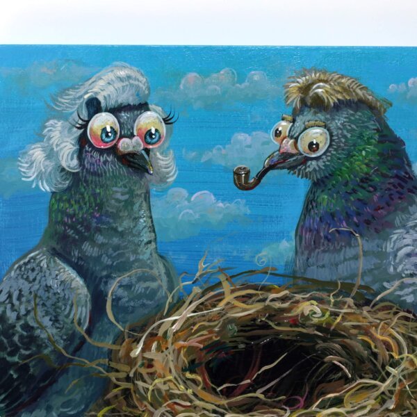 "Empty Nest" original acrylic painting on wood by Matt Godwin 8"x8"