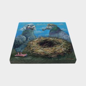 "Empty Nest" original acrylic painting on wood by Matt Godwin 8"x8"