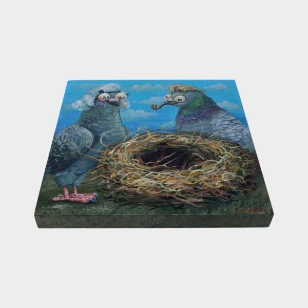 "Empty Nest" original acrylic painting on wood by Matt Godwin 8"x8"