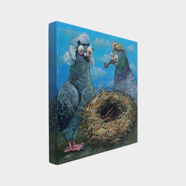 "Empty Nest" original acrylic painting on wood by Matt Godwin 8"x8"