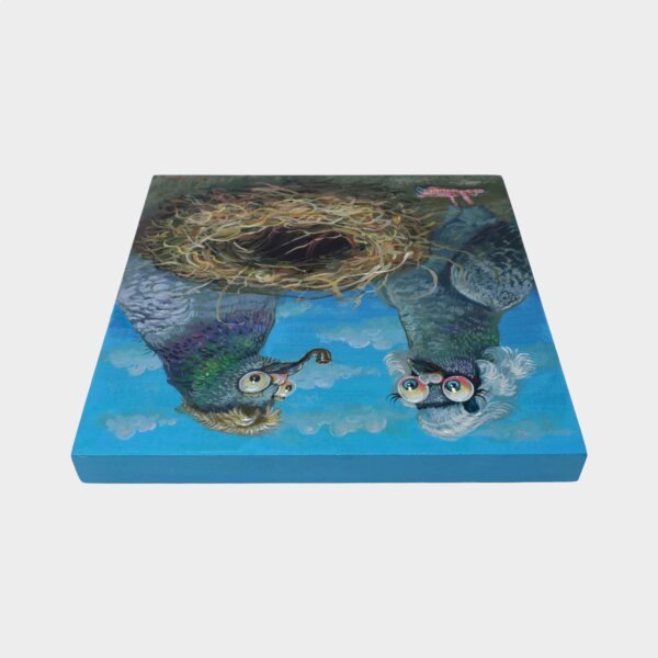 "Empty Nest" original acrylic painting on wood by Matt Godwin 8"x8"